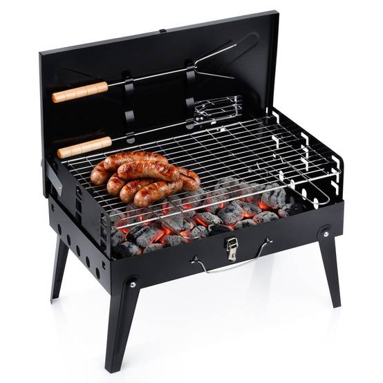 Entrepotbrico - Barbecue à charbon pliable et portable avec étui et accessoires 43x26x29 cm - Image 2