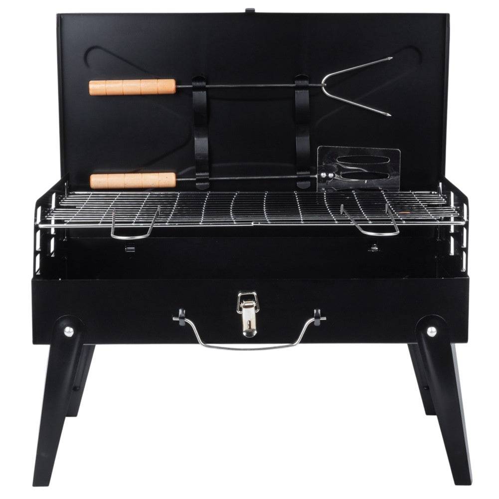 Entrepotbrico - Barbecue à charbon pliable et portable avec étui et accessoires 43x26x29 cm - Image 1