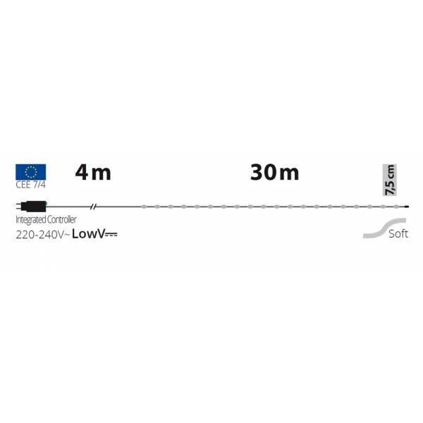 Lotti - Guirlande lumineuse gouttes 30m 400 LED haute luminosité ambrée 8 modes lumière câble transparent IP44 Lotti - Imagen 2