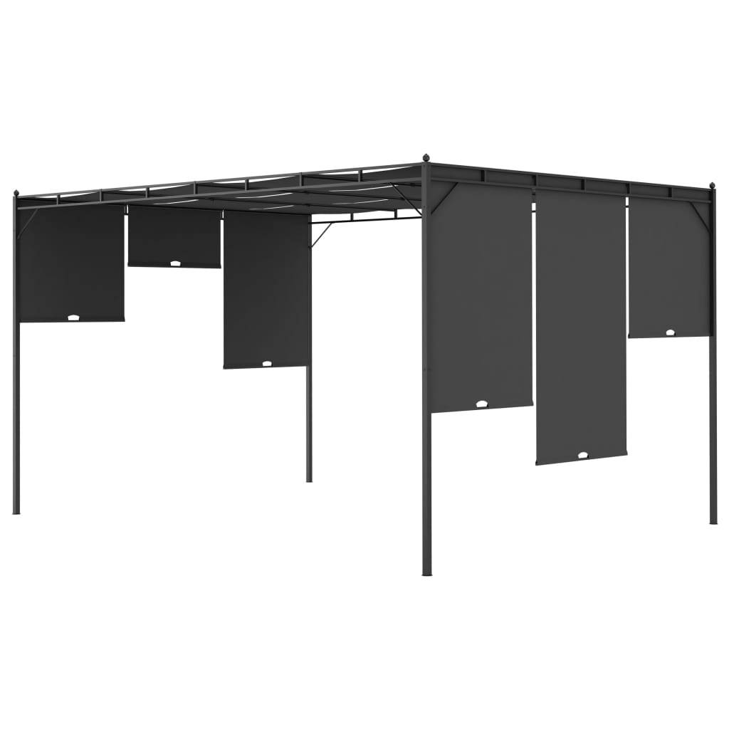Pergola Jardin - Tonnelle - Belvédère de jardin avec rideau latéral 4x3x2,25 m Anthracite - Image 5