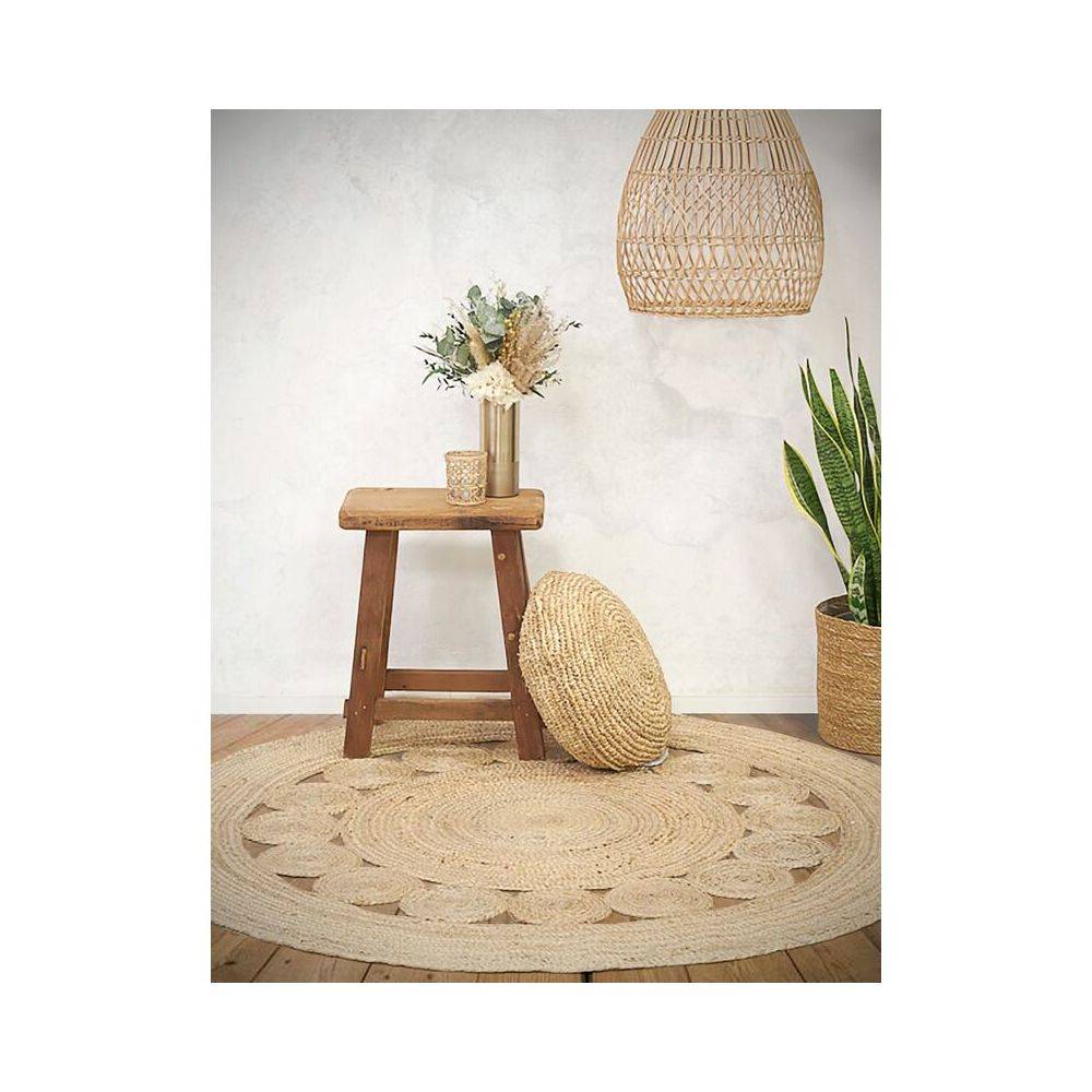 Aubry Gaspard - Tapis rond en jute naturelle ajourée Diamètre 120 cm - Imagen 3