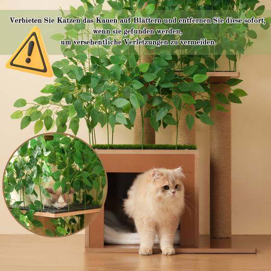 Arbre à chat design végétal bois MDF pour chat grimper se cacher 190cm vert - ComfortXL Outdoor Living - Image 4