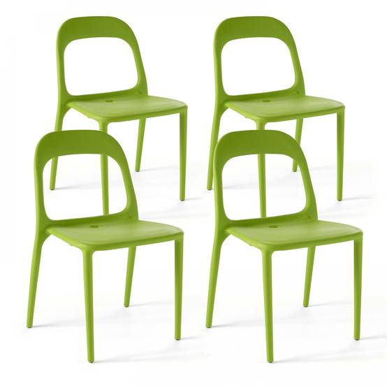 Oviala - Lot de 4 chaises en plastique vert Milan - Oviala - Image 1