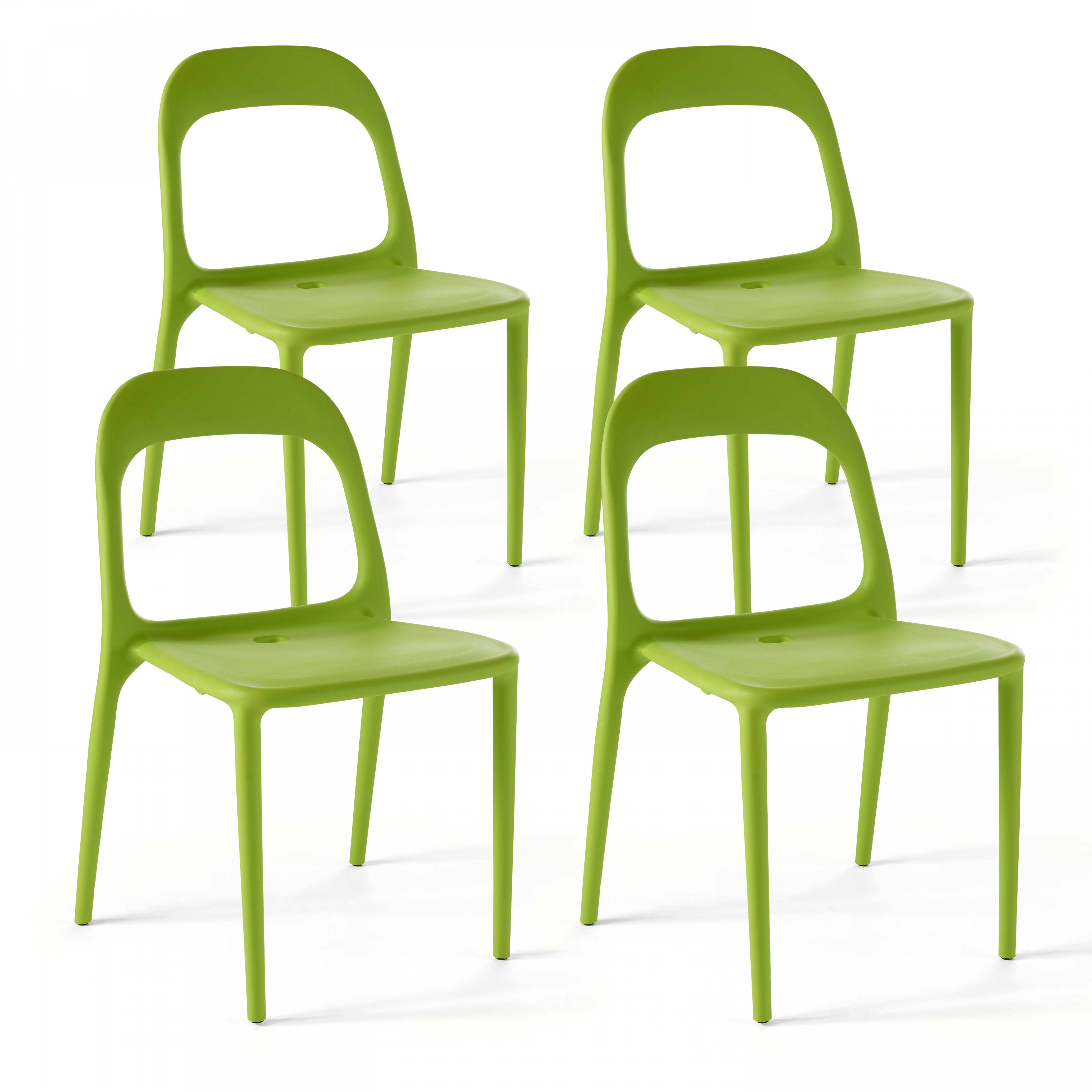 Oviala - Lot de 4 chaises en plastique vert Milan - Oviala