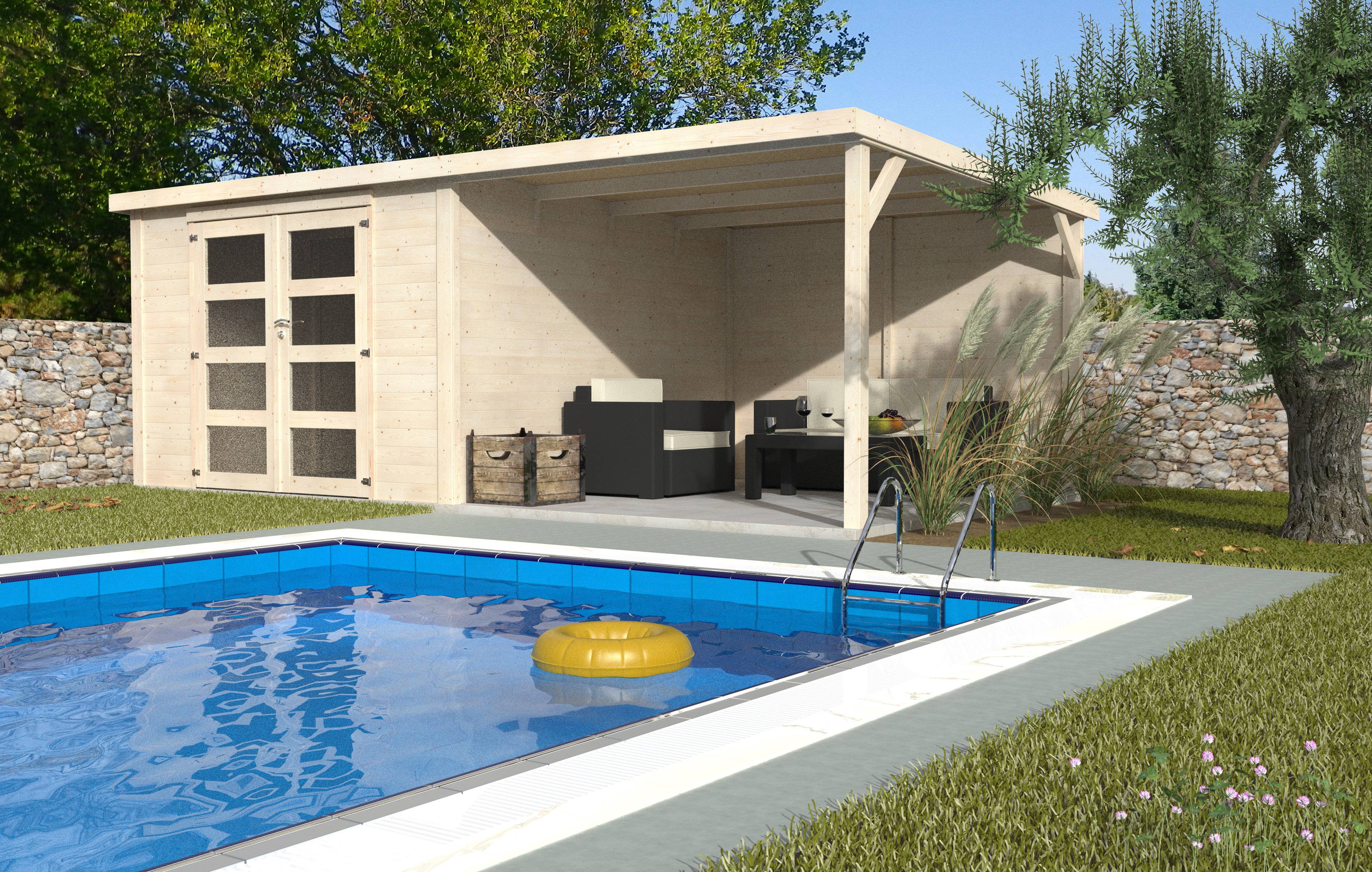 Decor et Jardin - Abri de jardin DÉLICES 8,94 m² + auvent 7,84 m² – 6×3 m, madriers 28 mm – Décor et Jardin - Image 1