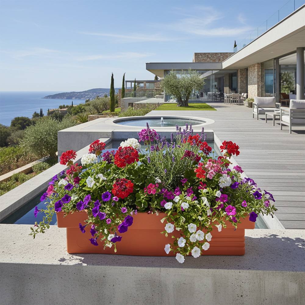 Jardinière design effet pierre 70l avec réserve d'eau-plast'up rotomoulage - Image 2