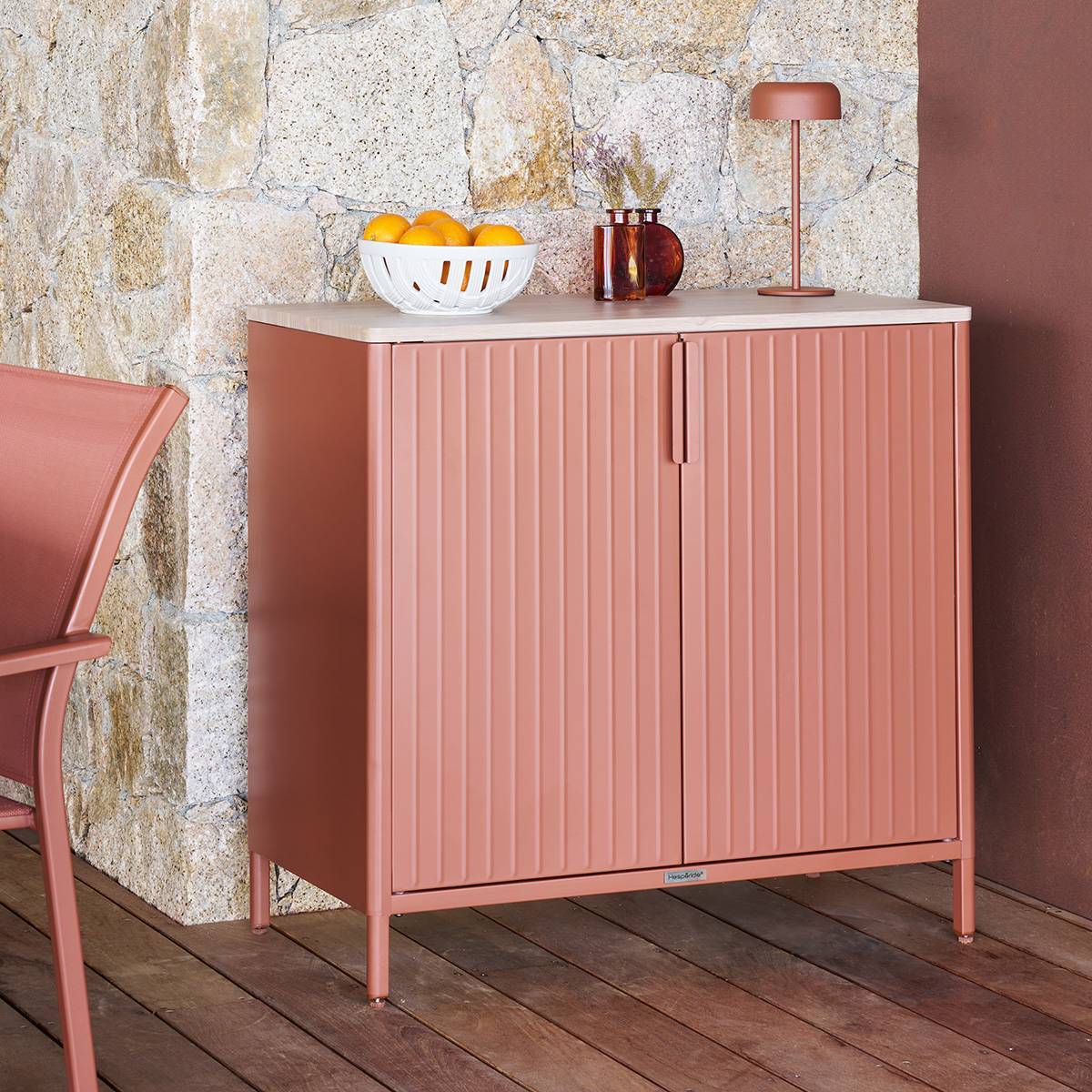 Hesperide - Buffet de jardin Ironia en acier galvanisé acajou - Hespéride