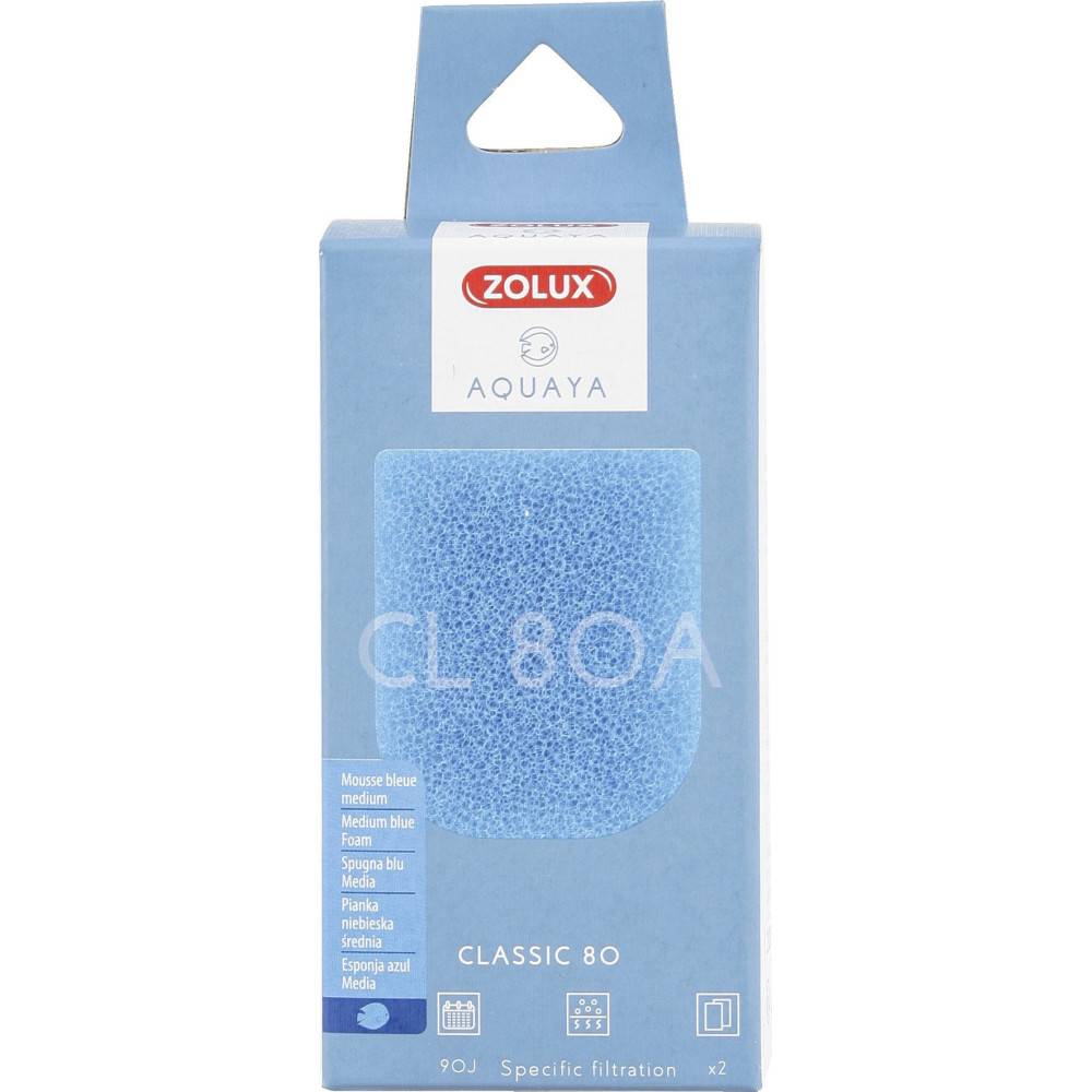 Zolux - Filtre pour pompe classic 80, filtre CL 80 A mousse bleue medium x2. pour aquarium. - Image 1