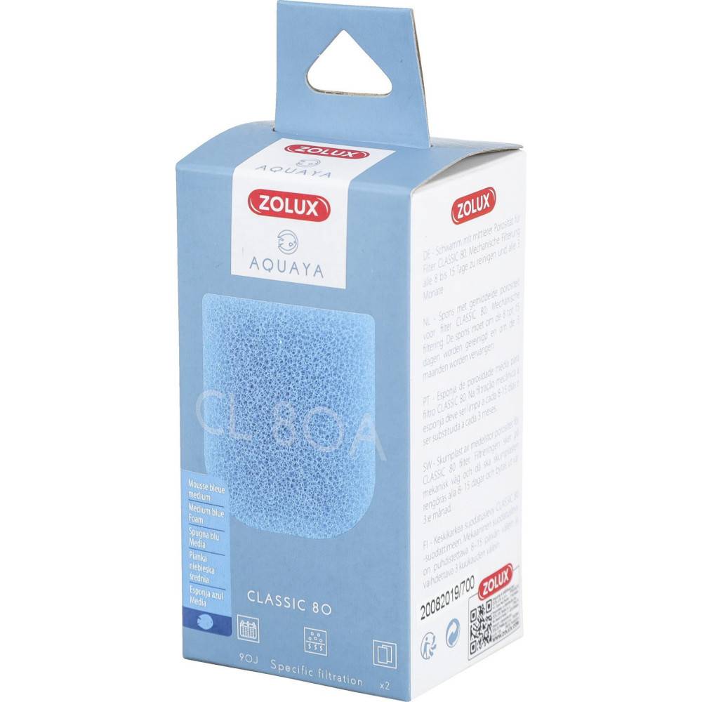 Zolux - Filtre pour pompe classic 80, filtre CL 80 A mousse bleue medium x2. pour aquarium. - Image 2