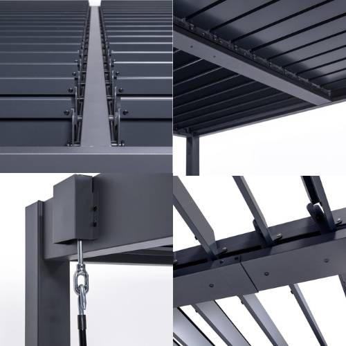 Pergola bioclimatique autoportée PIANA 4x3 m aluminium gris - lames orientables - Image 7