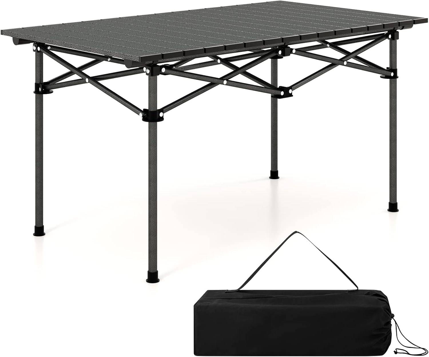 Costway - Table de Camping Pliante en Aluminium Charge 60KG, Noir - Image 1