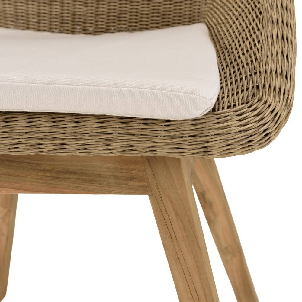 Macabane - KALLY - Lot 2 chaises jardin rotin synth. avec coussin pieds évasés - Imagen 8