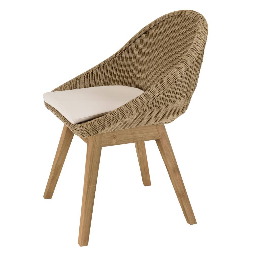 Macabane - KALLY - Lot 2 chaises jardin rotin synth. avec coussin pieds évasés - Imagen 7
