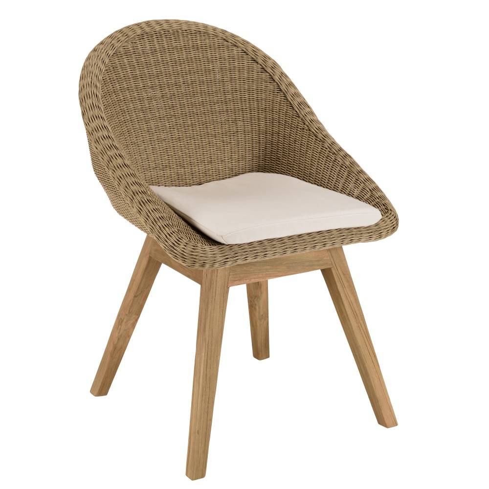 Macabane - KALLY - Lot 2 chaises jardin rotin synth. avec coussin pieds évasés - Imagen 10