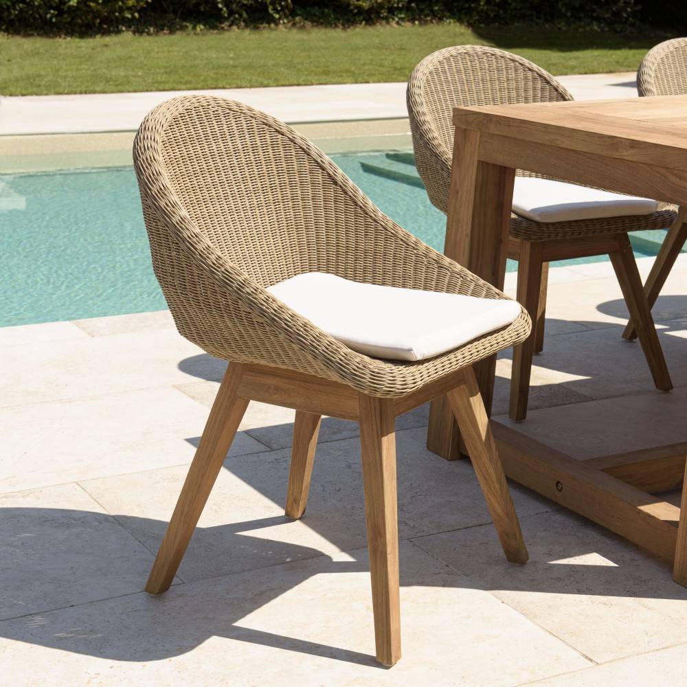 Macabane - KALLY - Lot 2 chaises jardin rotin synth. avec coussin pieds évasés - Imagen 5