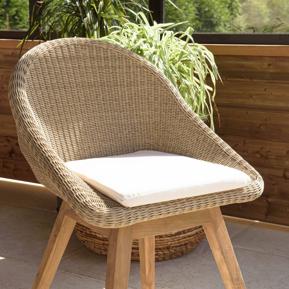 Macabane - KALLY - Lot 2 chaises jardin rotin synth. avec coussin pieds évasés - Imagen 3