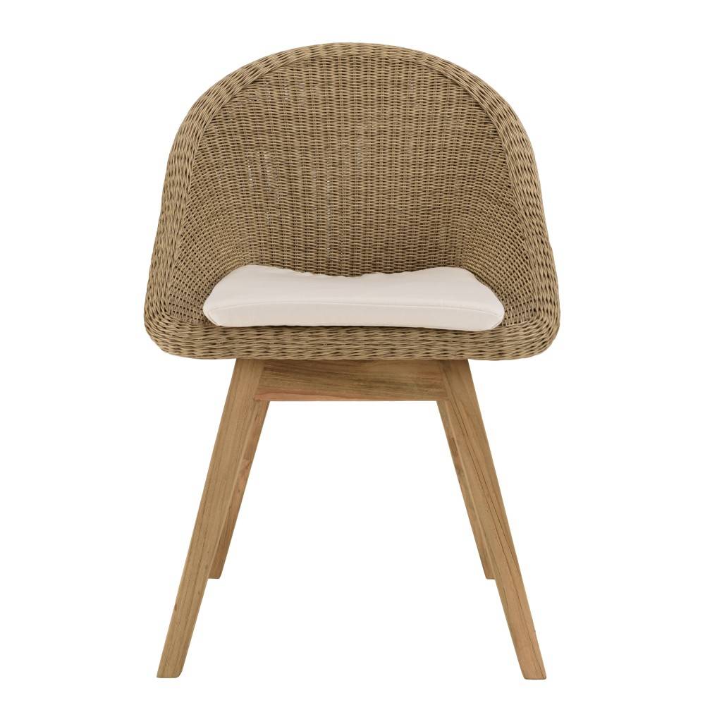 Macabane - KALLY - Lot 2 chaises jardin rotin synth. avec coussin pieds évasés - Imagen 4