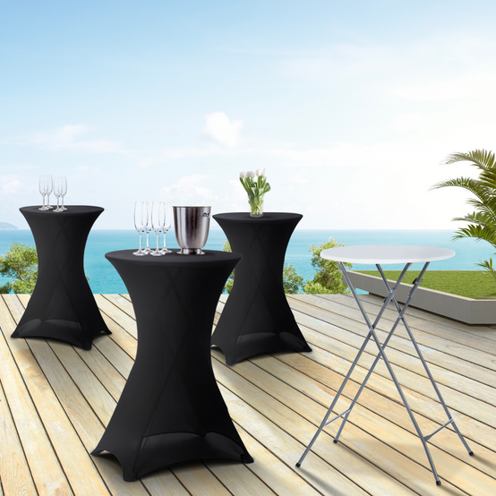 Lot de 4 tables hautes pliantes 105 cm et 4 housses noires - Image 1