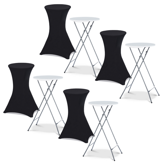 Lot de 4 tables hautes pliantes 105 cm et 4 housses noires - Image 2
