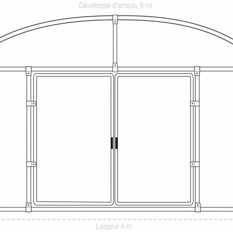 Plastidis - Abri tunnel largeur 4 m pieds droits pas à 1.50 m - Long 13.50 m, type 250µ vert/blanc, Façade Pas de façade ni de porte, Fix. Sol - Imagen 6