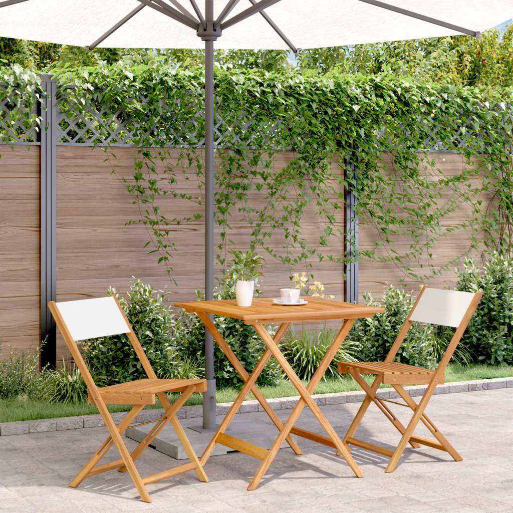 Ensemble 3 pcs de bistro - Salon De Jardin - Mobilier extérieur blanc crème tissu et bois massif MI598 - Image 2