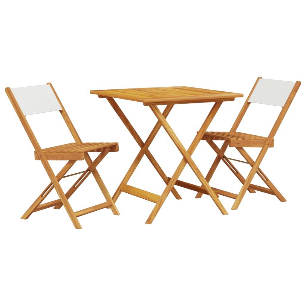 Ensemble 3 pcs de bistro - Salon De Jardin - Mobilier extérieur blanc crème tissu et bois massif MI598 - Image 1