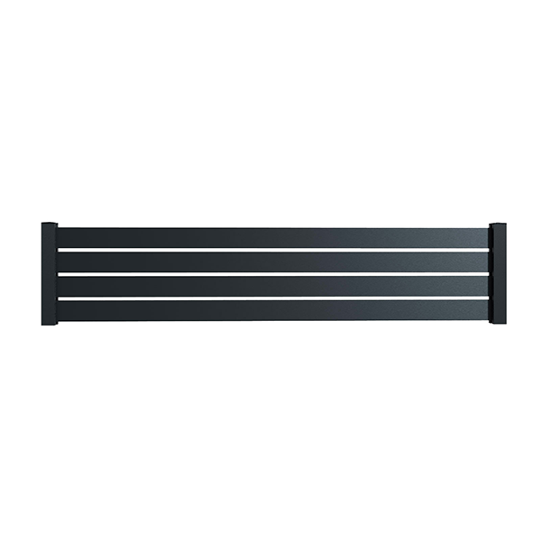 Portail Packit - Clôture alu 4 lames modèle ajouré en kit dim. L.2107mm (poteaux compris) X H.455mm  Gris RAL 7016