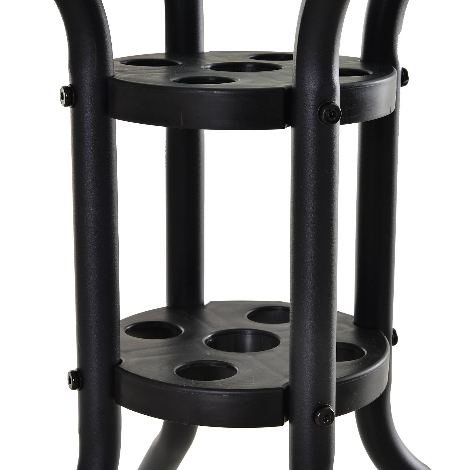 Table à manger jardin métal verre extérieur trou pour parasol 80x72cm noir - ComfortXL Outdoor Living - Image 9