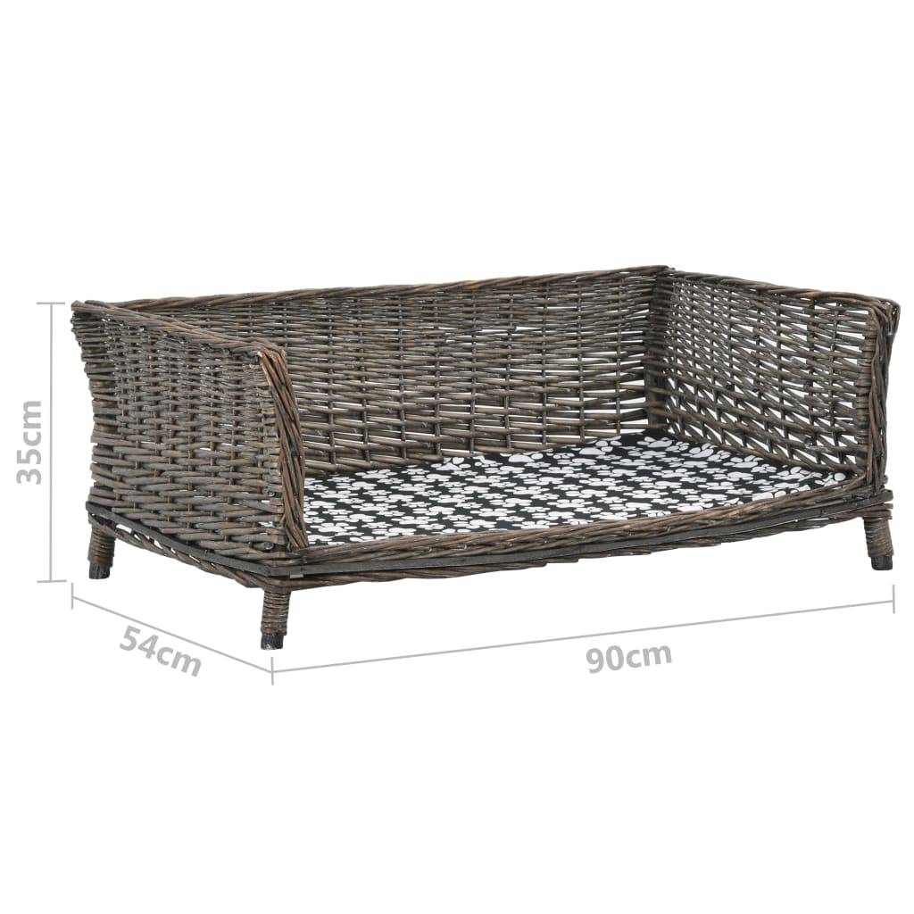 Vidaxl - Panier pour chiens avec coussin Gris 90x54x35 cm Saule naturel vidaXL 170776 - Imagen 3
