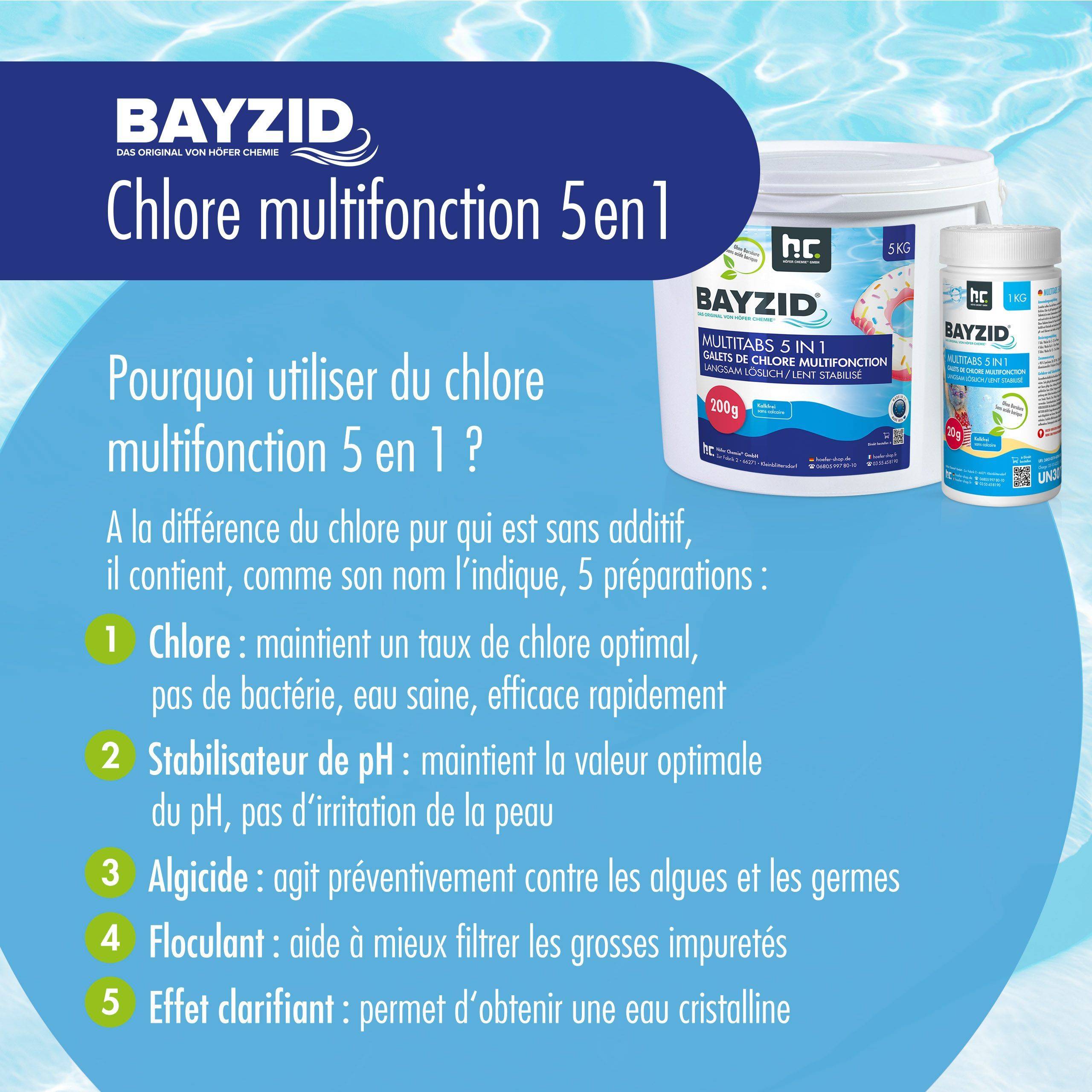 5 Kg Pastilles de chlore multifonction 5en1 Bayzid® de 20g en seau x 1 - Image 3
