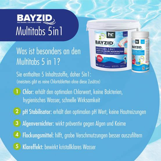 5 Kg Pastilles de chlore multifonction 5en1 Bayzid® de 20g en seau x 1 - Image 2