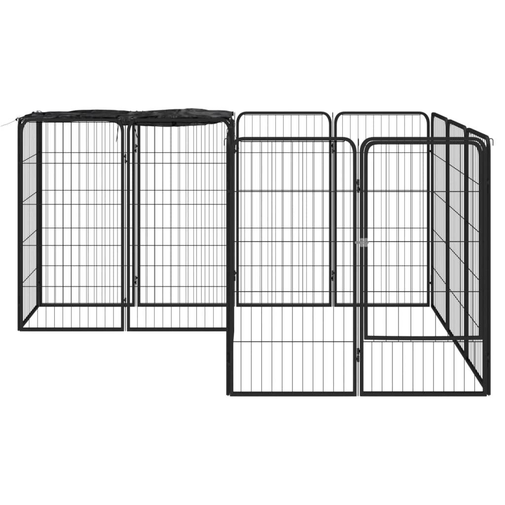 Vidaxl - Parc pour chien 14panneaux Noir 50x100cm Acier enduit de poudre vidaXL 3115949 - Imagen 7