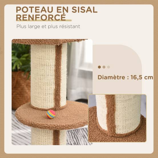ComfortXL - Arbre à chat sisal pour intérieur poteaux épais 2 plateformes 45x45x91cm - ComfortXL Outdoor Living - Image 8
