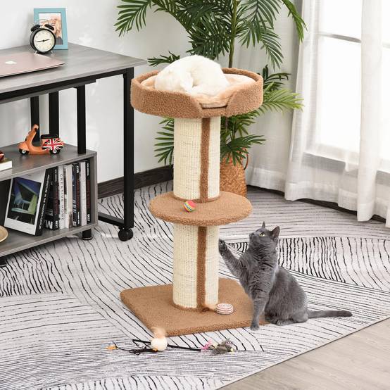 ComfortXL - Arbre à chat sisal pour intérieur poteaux épais 2 plateformes 45x45x91cm - ComfortXL Outdoor Living - Image 3
