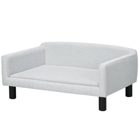 Sans Marque - Canapé velours petits et moyens chiens avec coussin accoudoirs dossier 82x54x36 cm gris clair - Image 2