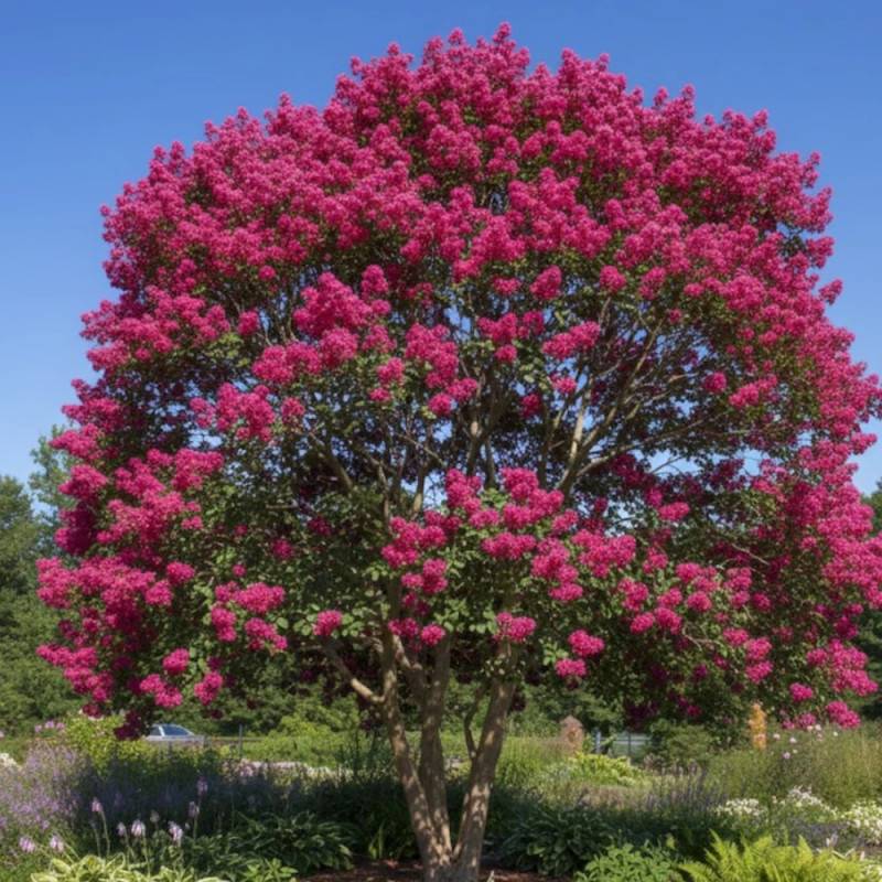 Lilas des Indes Souvenir d'André Desmartis, Lagerstroemia à fleurs Rose - feuillage Caduc - Pot de 3L - Touffe- hauteur à maturité De 1,00 m à 1,50 m - Image 3