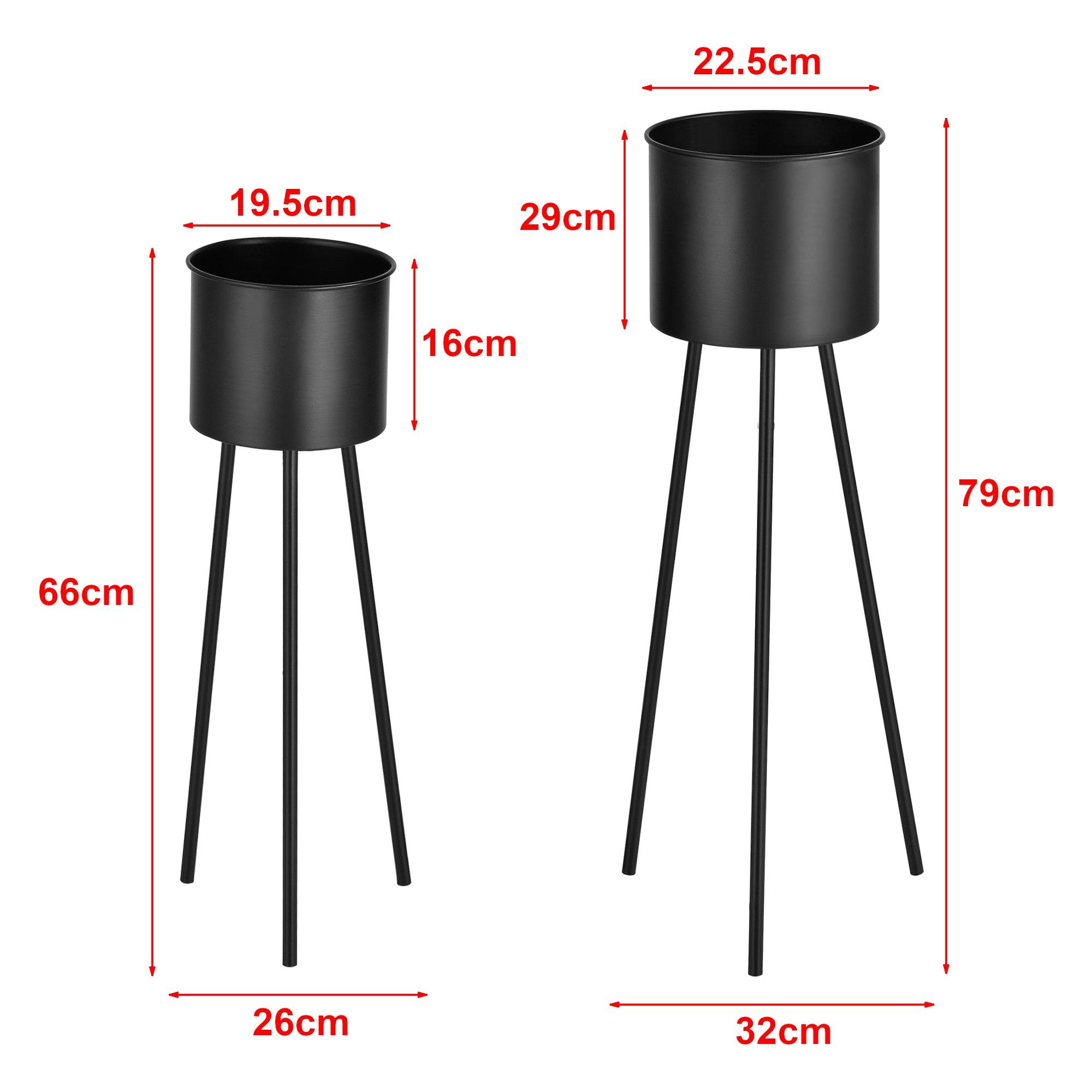 Lot de 2 supports de plantes set pots de fleur lot cache-pot ensemble bacs à fleurs vases métal tailles différentes noir - Image 2