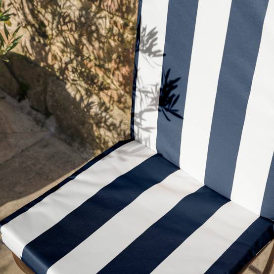Home Maison - Coussin de fauteuil assise et dossier imperméable à rayures ARCACHON - HOME MAISON - Polyester - Bleu Foncé - Image 4