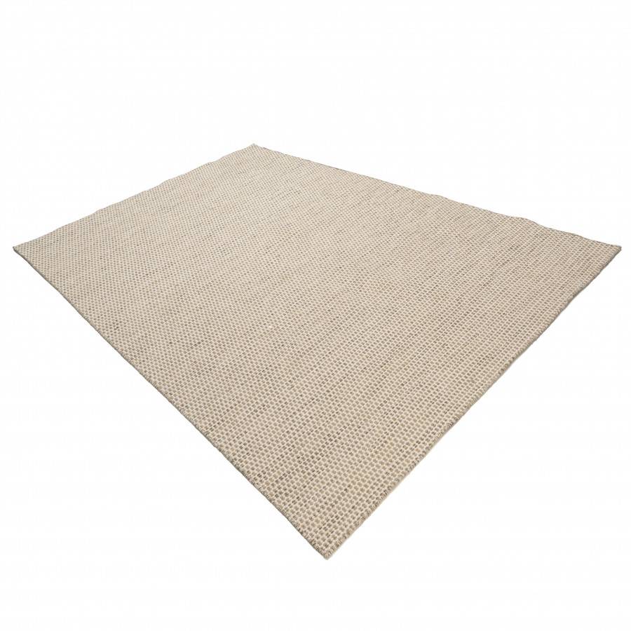 Macabane - QUENTIN - Tapis rect. 160x230cm laine tissée couleur blanc/marron chiné - Imagen 8