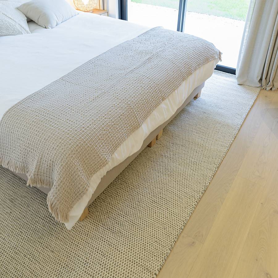 Macabane - QUENTIN - Tapis rect. 160x230cm laine tissée couleur blanc/marron chiné - Imagen 6