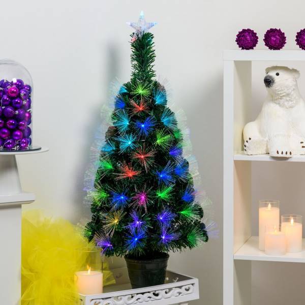 Lotti - Sapin lumineux fibre optique RGB télécommande 100CM multicouleur pot vert Lotti - Imagen 10