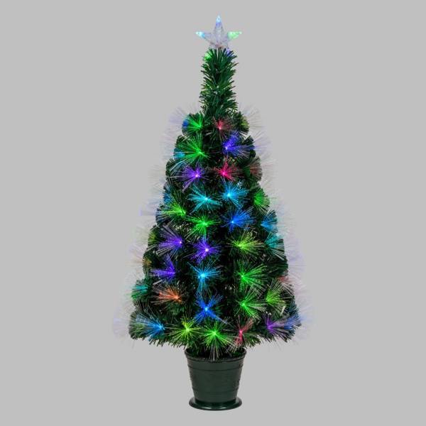 Lotti - Sapin lumineux fibre optique RGB télécommande 100CM multicouleur pot vert Lotti - Imagen 1