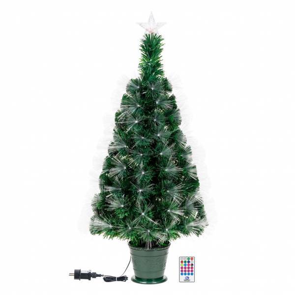 Lotti - Sapin lumineux fibre optique RGB télécommande 100CM multicouleur pot vert Lotti - Imagen 3