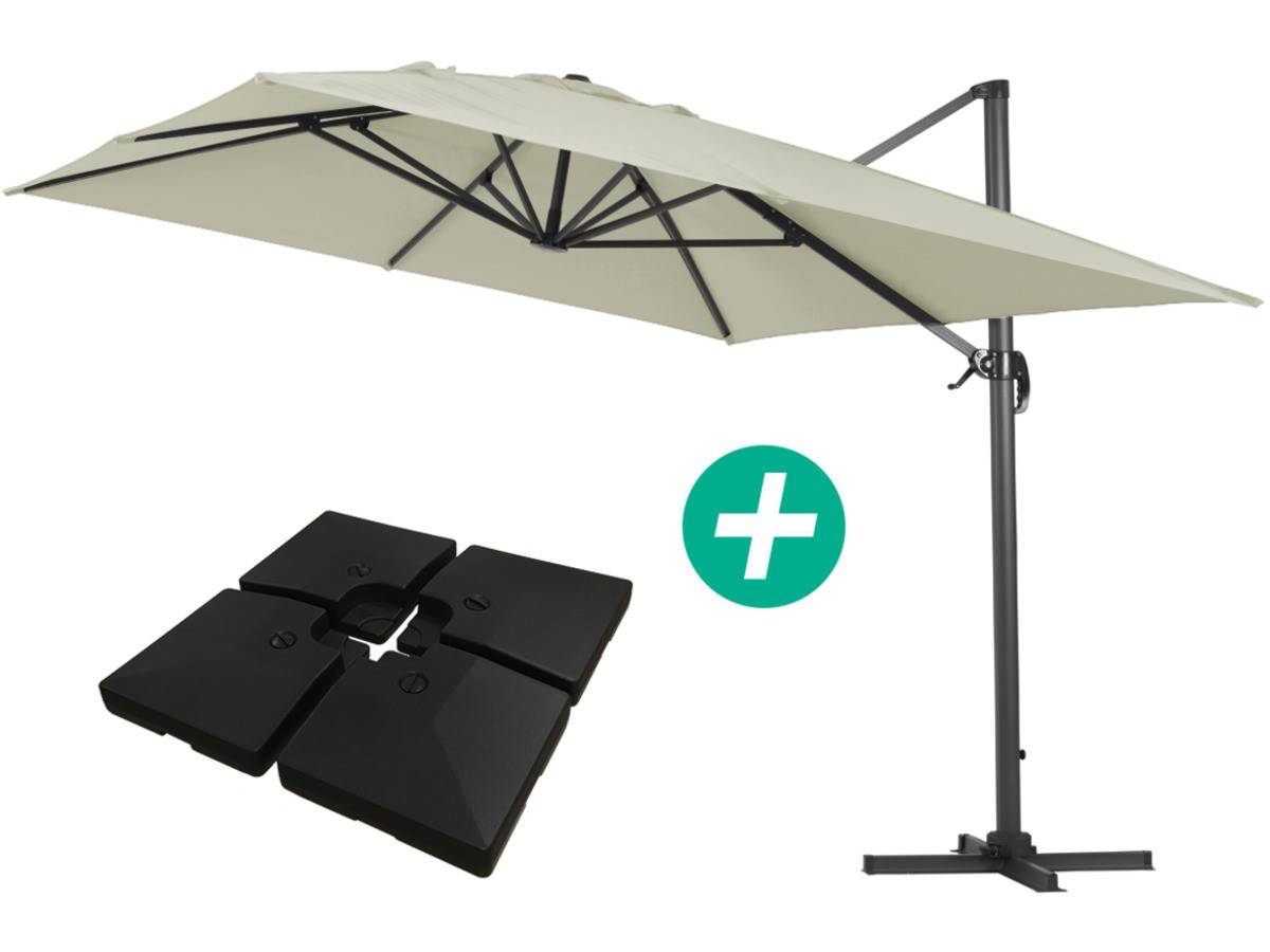 Habitat Et Jardin - Parasol Jardin Déporté Alu "sun 4 " - Rectangle - 3 X 4 M - Ecru - Dalles à Lester Incluses -habitat Et Jardin - Imagen 1
