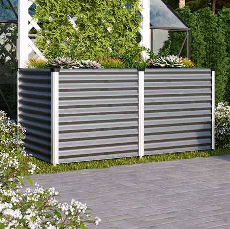 Vitavia - Carré potager Linus 858 – bac de culture Zincalume H 86 cm, Couleur Vert/Noir - Image 1