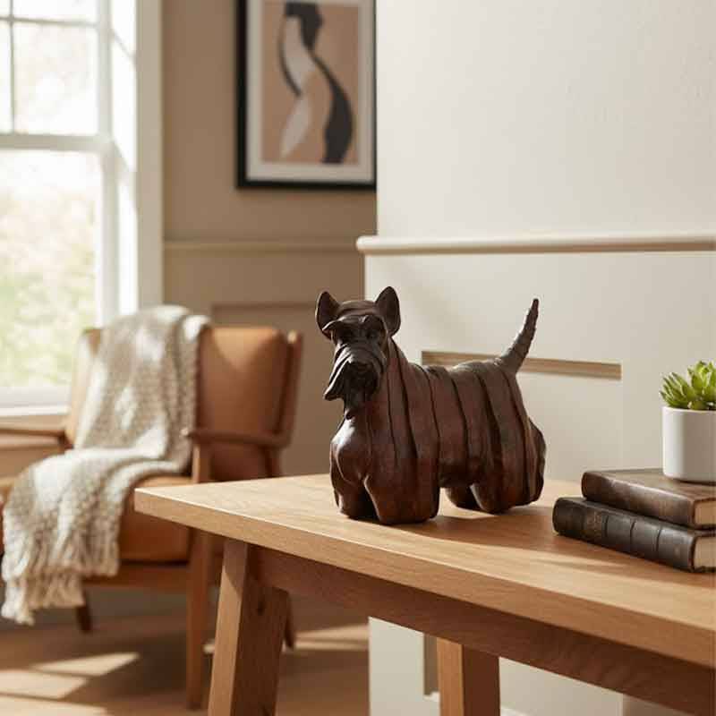 Statuette chien terrier écossais résine marron 39x17x30cm - Image 1