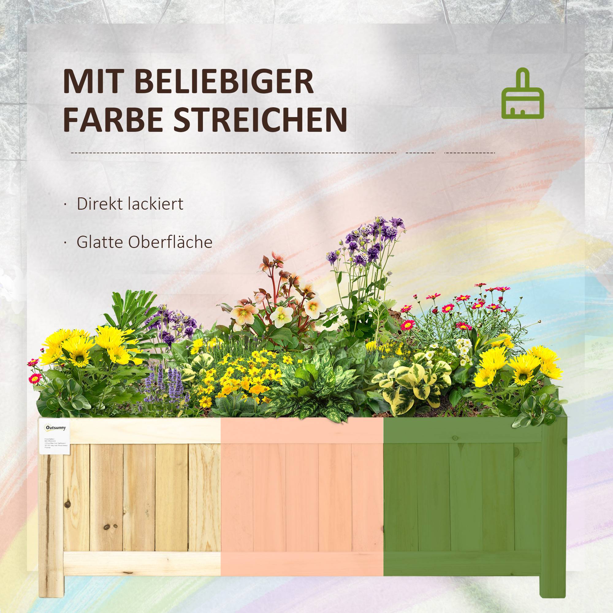 Potager surélevé pliable, bois massif, résistant, 70x30x25 cm, naturel - Image 8