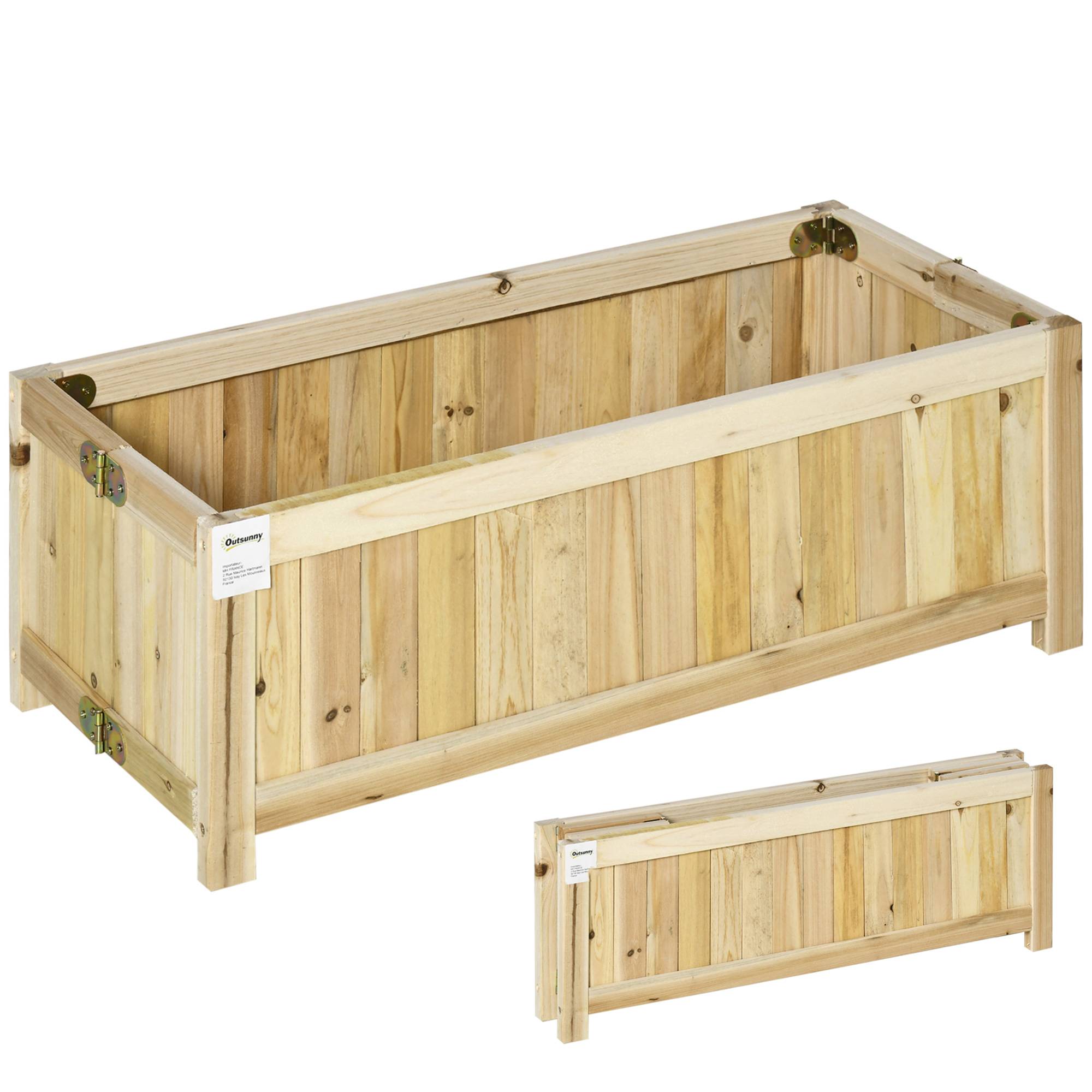 Potager surélevé pliable, bois massif, résistant, 70x30x25 cm, naturel - Image 2