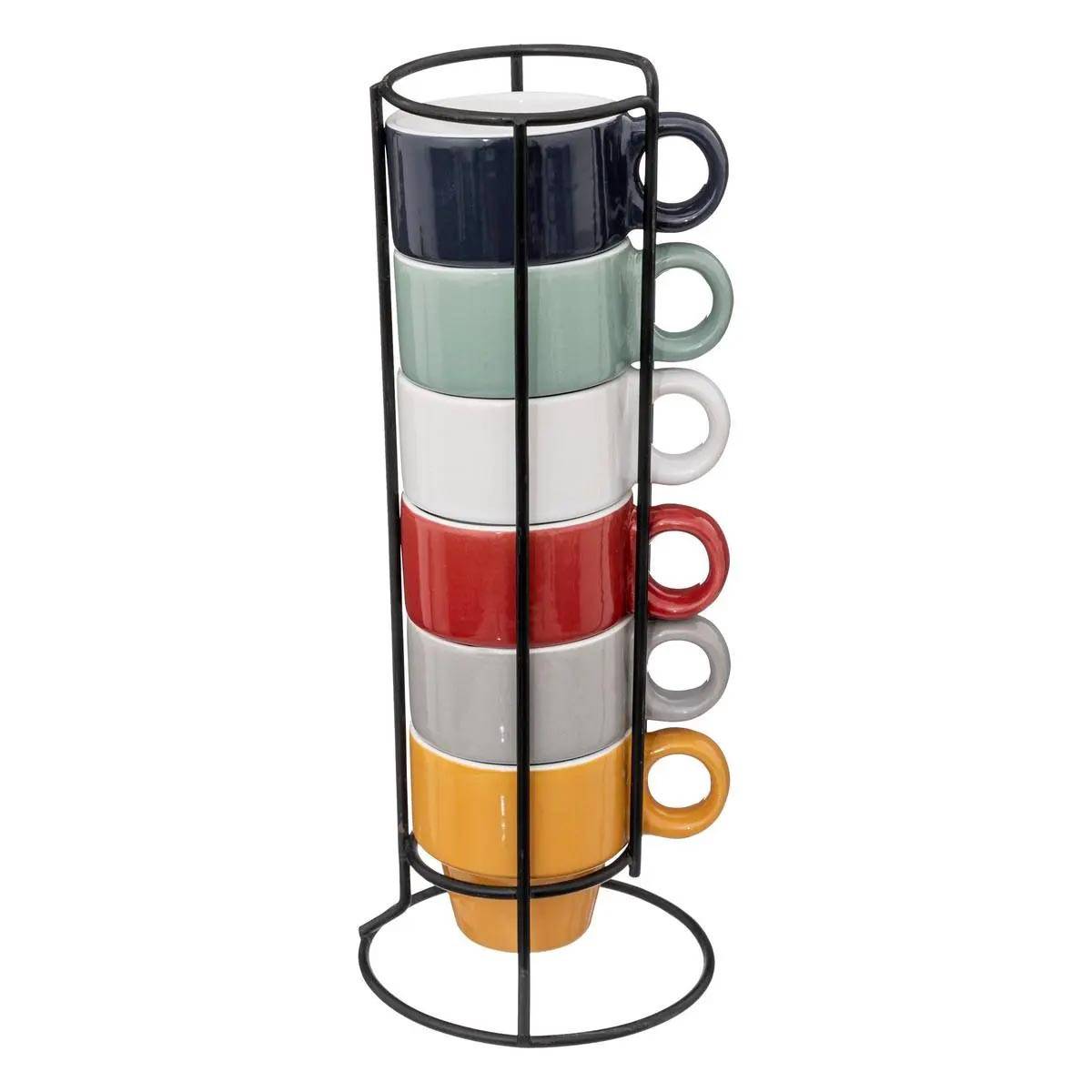 Lot de 6 Tasses sur Rack "Colorama" 5cl Multicolore - Image 1