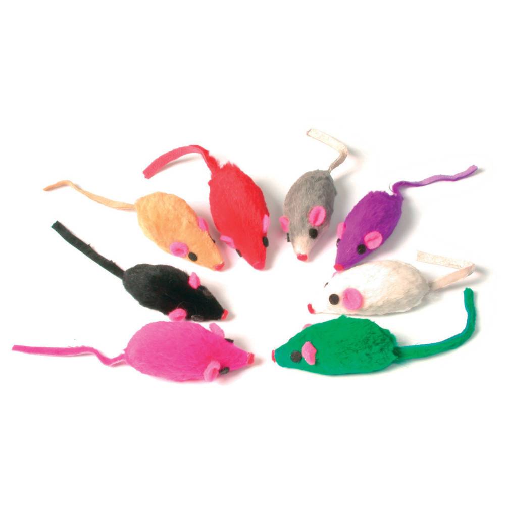 Zolux - 8 souris en fourrure, multi couleur jouet pour chat - Image 1